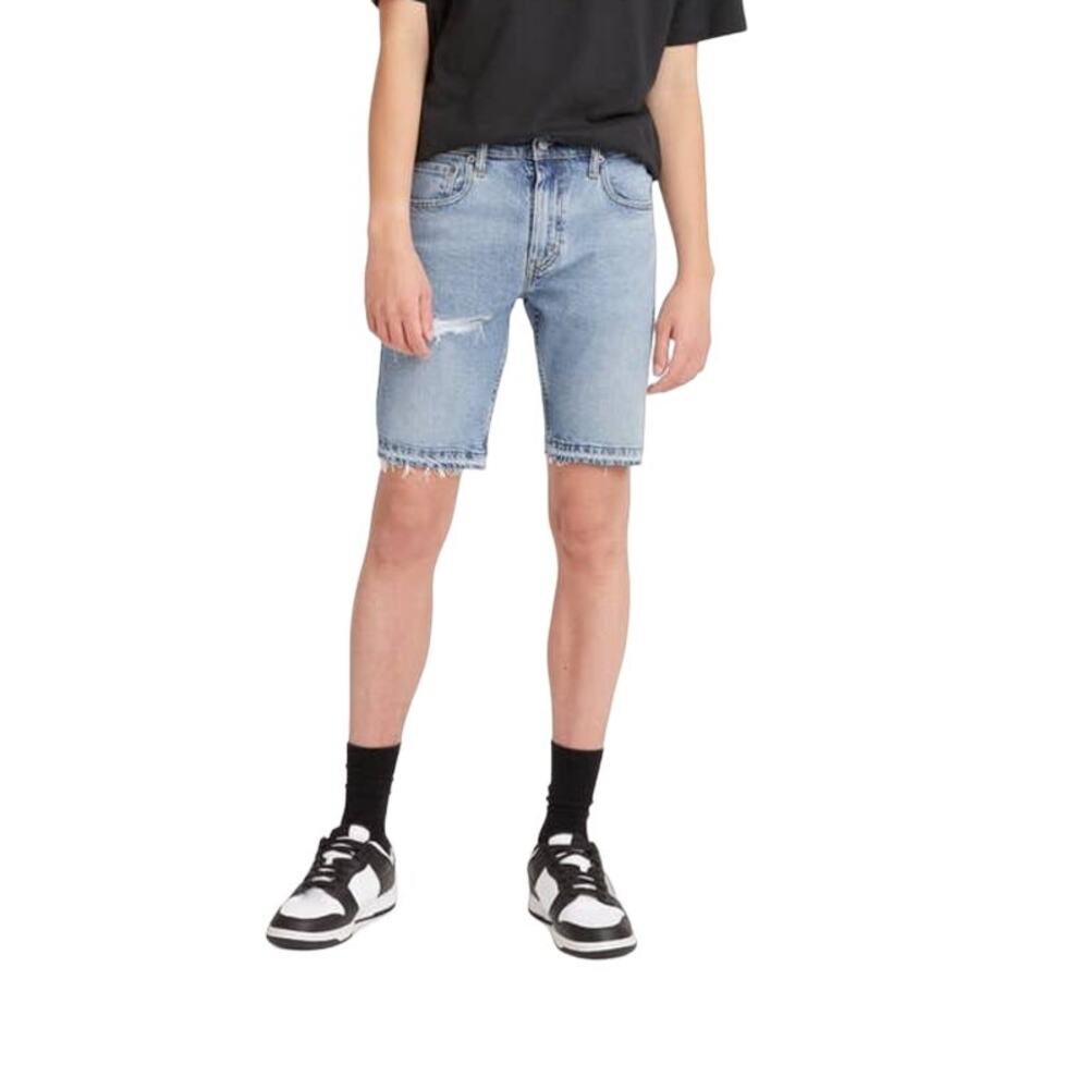 New Levi's 412 Men's Stretch Ripped Medium Wash Bermuda Slim Denim Shorts 40